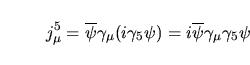 $\aligned
S'&=\displaystyle\int {\rm d}^4x\, \overline{\psi}'\bigl[(\partial_\m...
...\mu\gamma^\mu
\beta\gamma_5\psi-2\beta\overline{\psi}\gamma5\psi)
\endaligned$