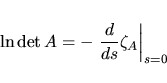 \begin{displaymath}
\ln J[\beta]=\frac12\displaystyle\int {\rm d}^4x\,\beta(x)...
...4em{D}\,$}^2+m^2+\delta K]}(0)\right\}\right\vert _{\beta=0}.
\end{displaymath}
