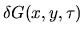 $\delta\bigl\{K_x G(x,y,\tau)\bigr\}=\delta K_x G(x,y,\tau)+K_x\delta G(x,y,\tau)=
-\dfrac{\partial{}}{\partial{\tau}}\delta G(x,y,\tau)\qquad$